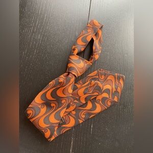 Vintage 70s Zodiac Kingsmen Tie - Psychedelic Orange Swirl - Mad Men Retro EUC